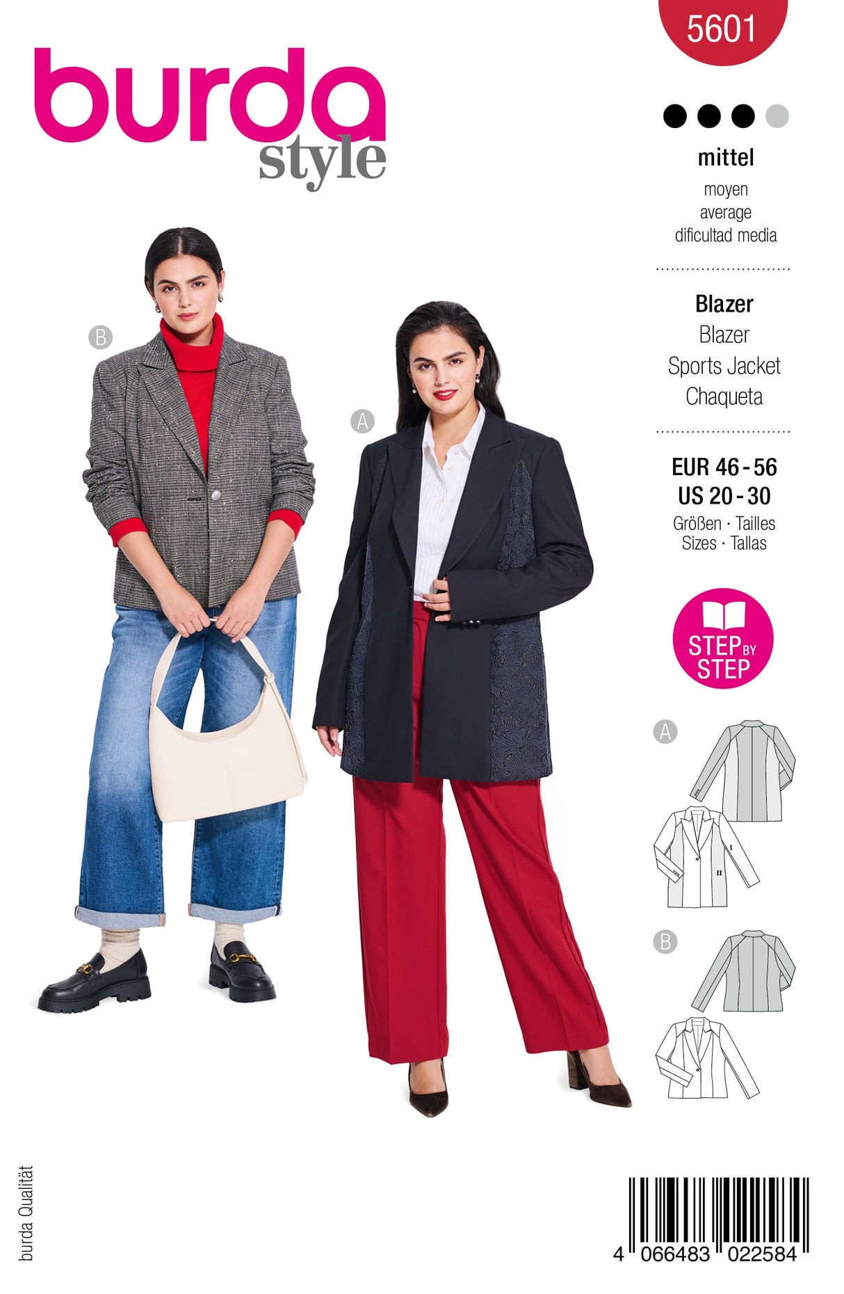 Patron Burda n°5601 - Veste smoking et blazer