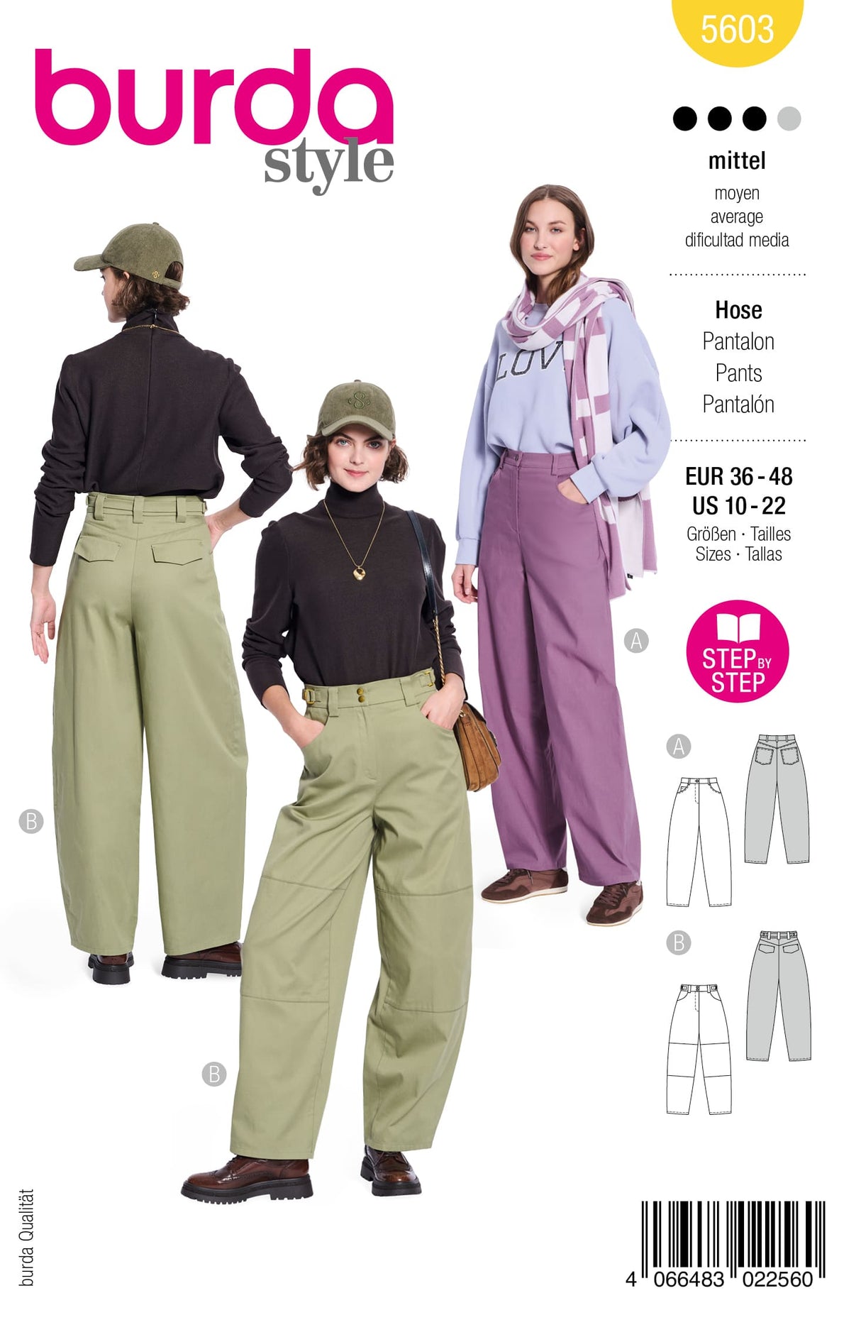 Patron Burda n°5603 - Pantalons Barrel