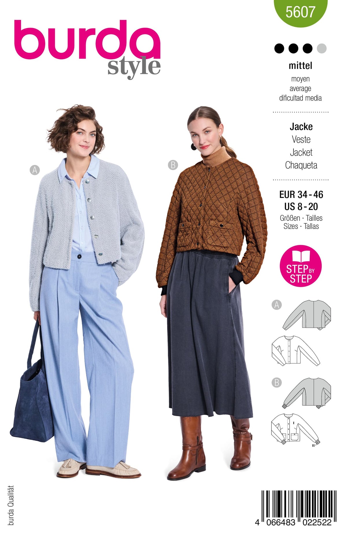 Patron Burda n°5607 - Vestes courtes