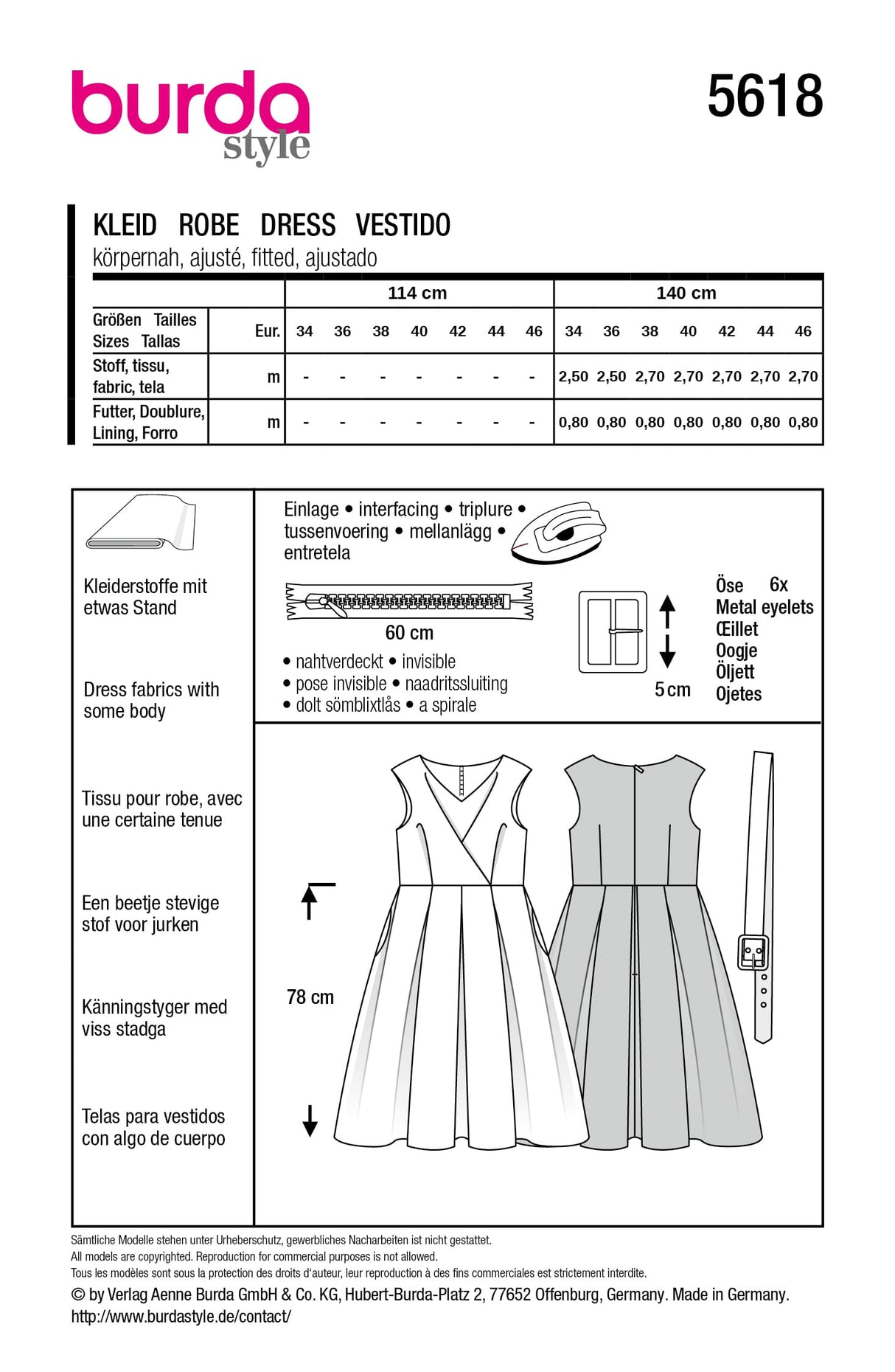 Patron Burda n°5618 - Robe vintage
