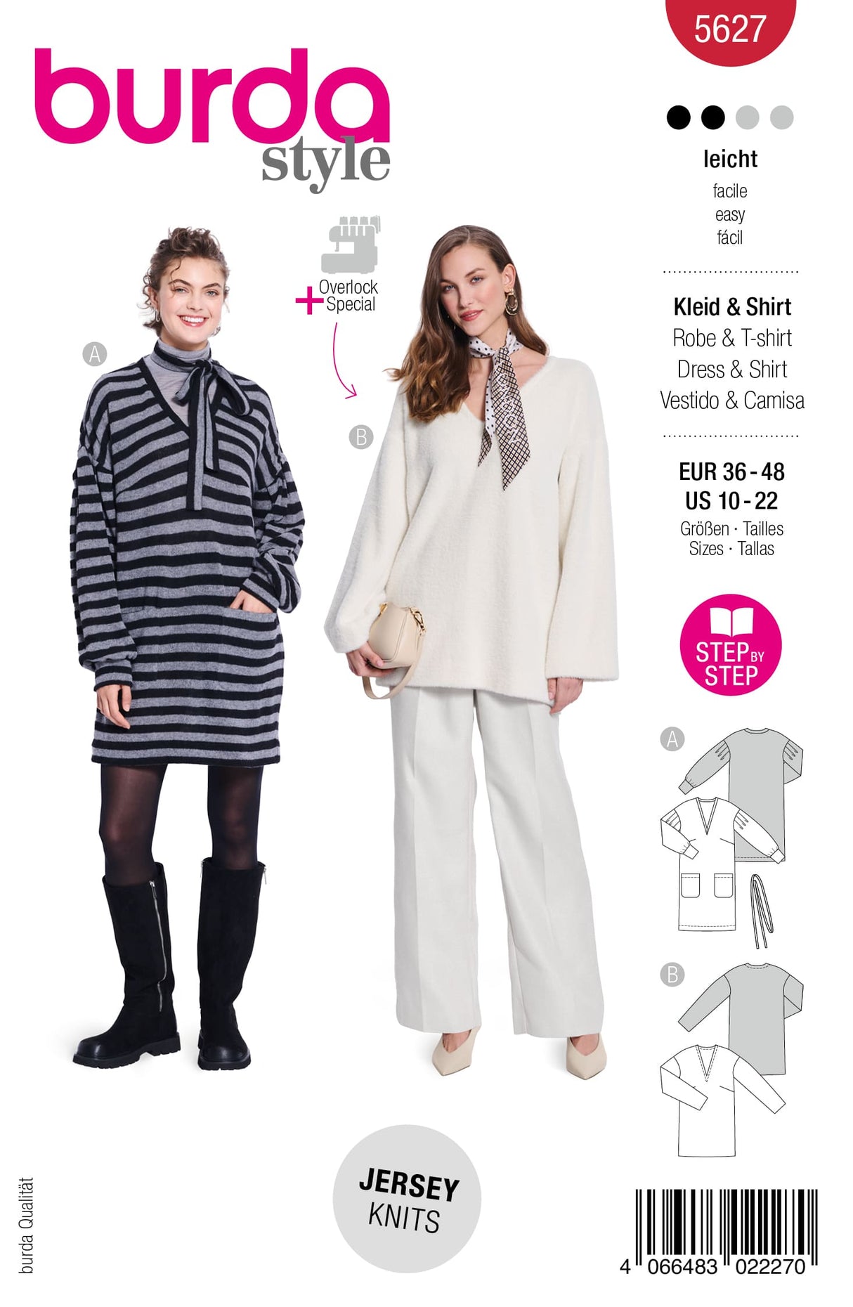 Patron Burda n°5627 - Robe sweat et pull long