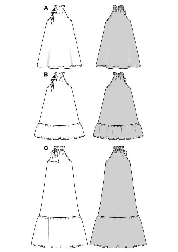 Patron Burda 5628 - Robe estivale nouée au col élégante et féminine