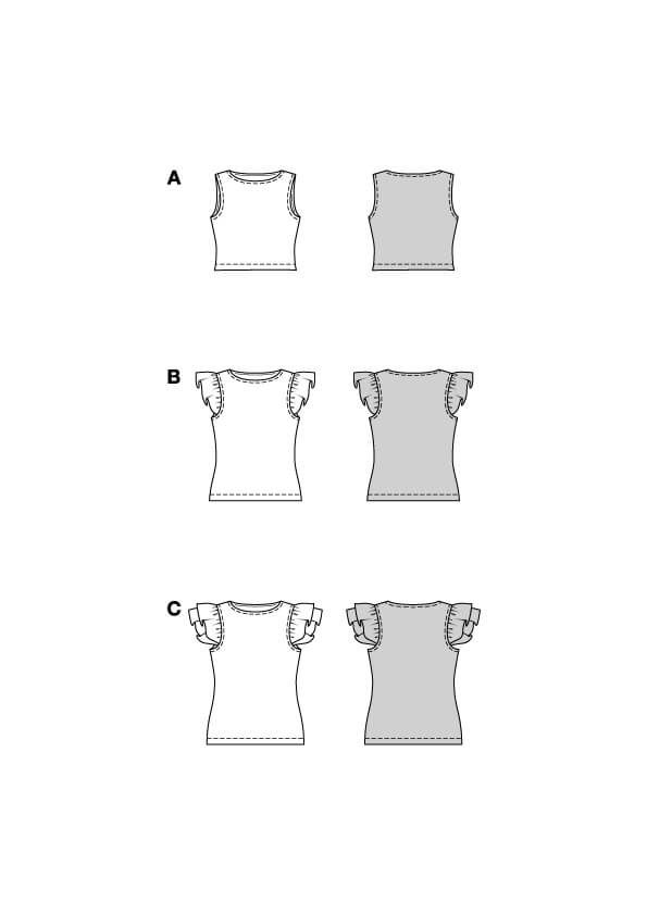 Patron Burda 5629 – Tops & t-shirts à volants