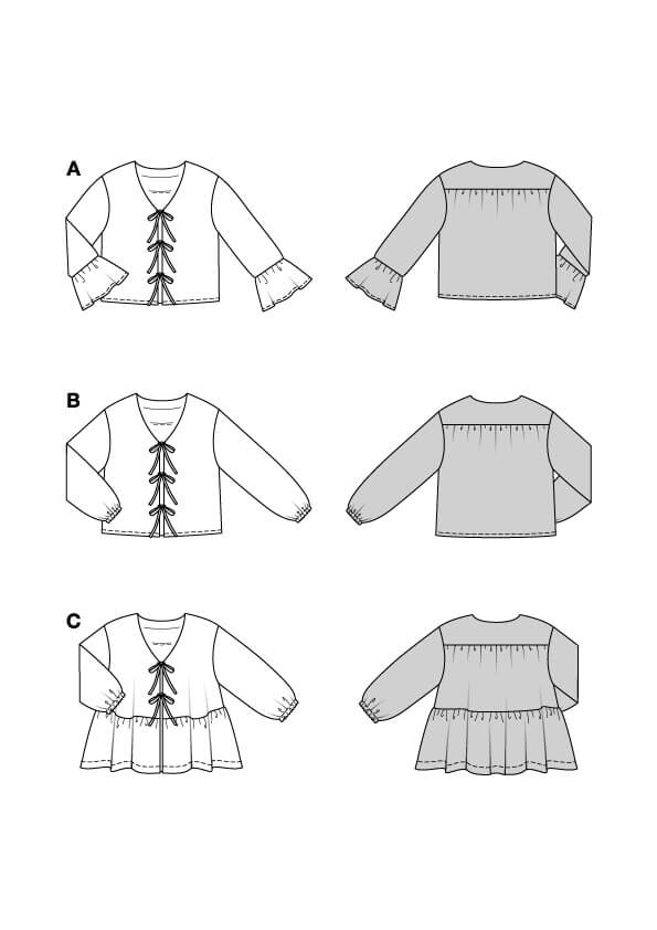 Patron Burda 5632 – Blouses bohèmes et top à volants