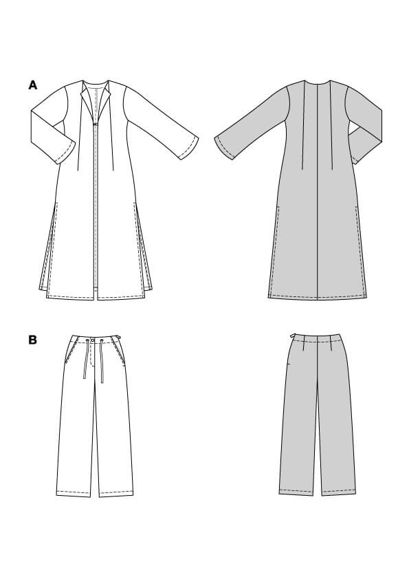 Patron Burda 5633 – Ensemble blouse longue et pantalon élégant à coudre