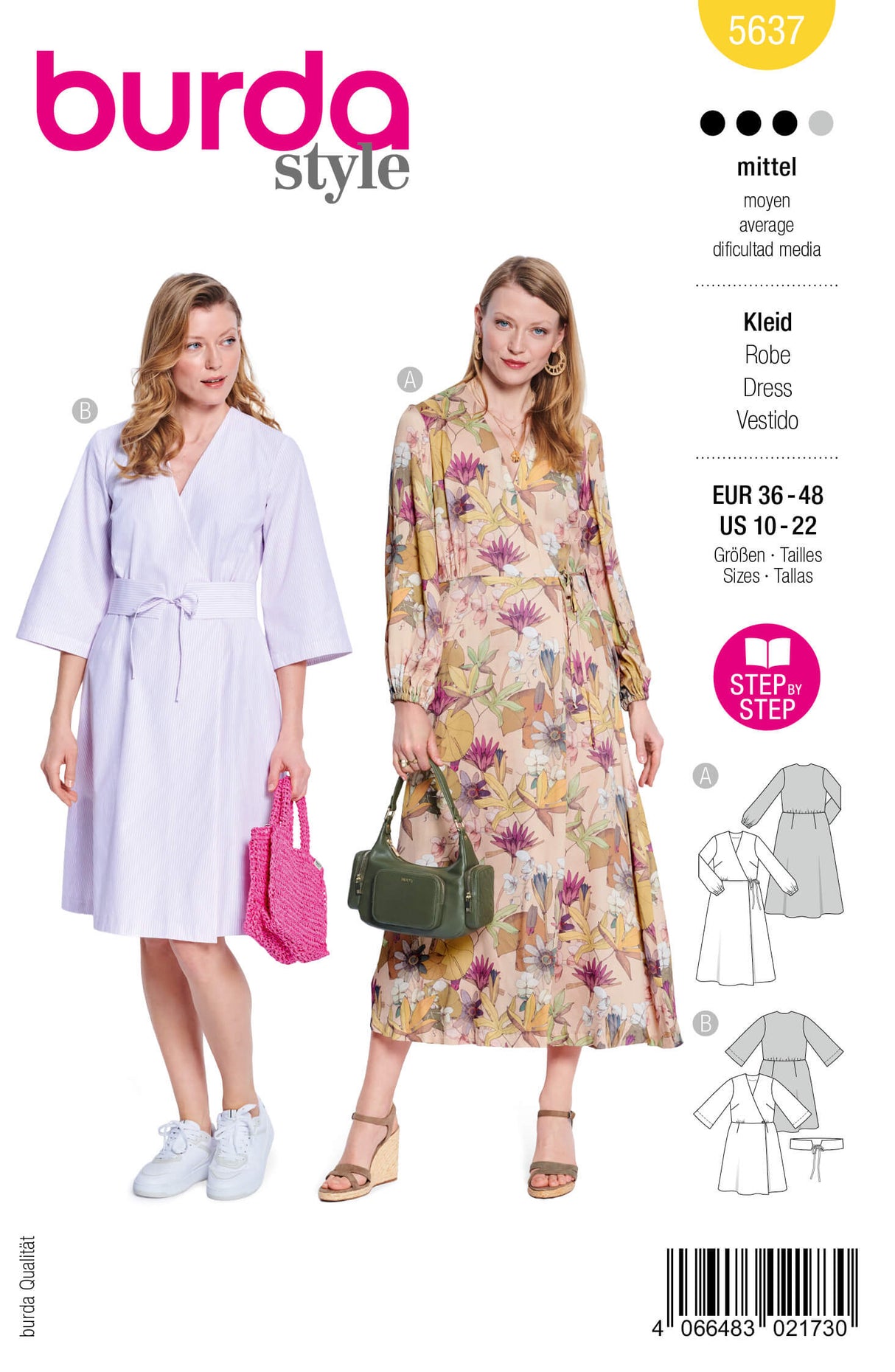 Patron Burda 5637 – Robe portefeuille élégante à coudre