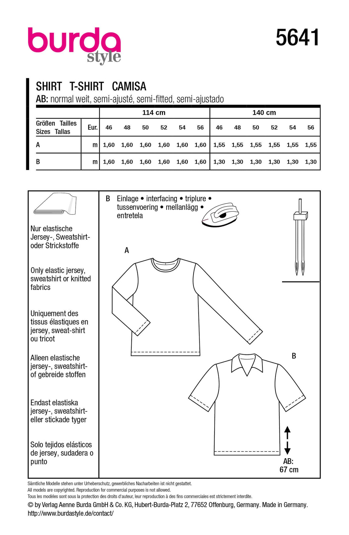 Patron Burda 5641 – T-shirts homme faciles à coudre