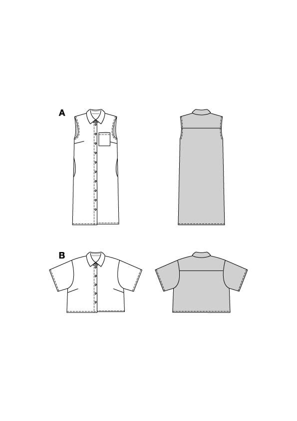 Patron Burda 5644 – Mini-robe chemise et blouse moderne à coudre
