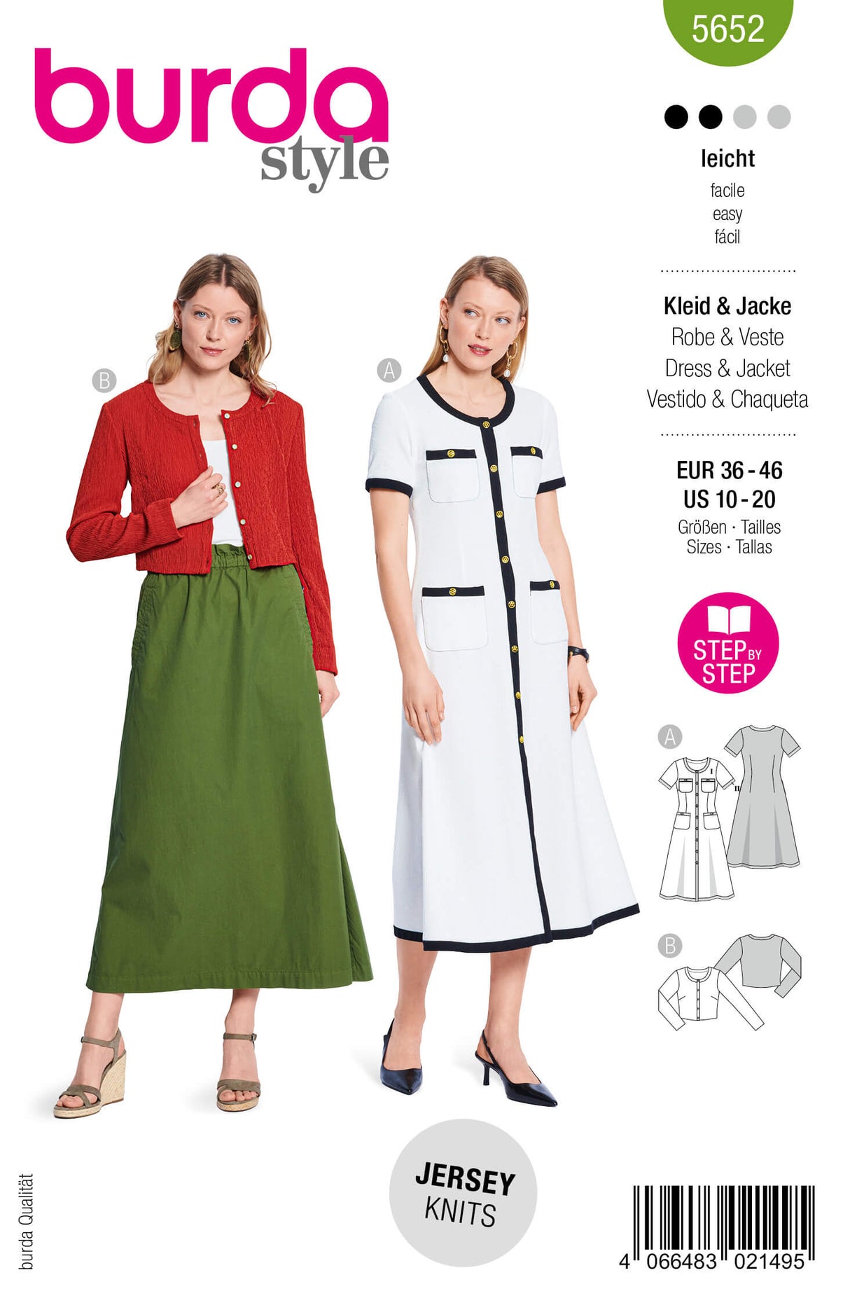 Patron Burda 5652 – Robe élégante et veste style Chanel femme