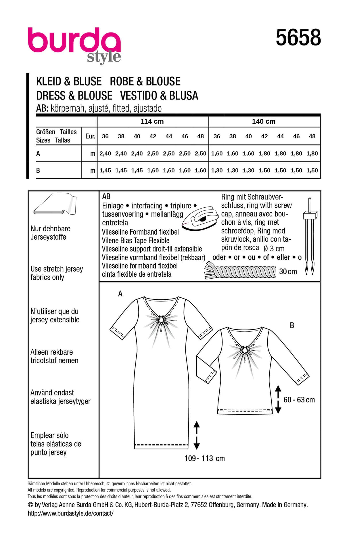 Patron Burda 5658 – Robe et top femme élégants