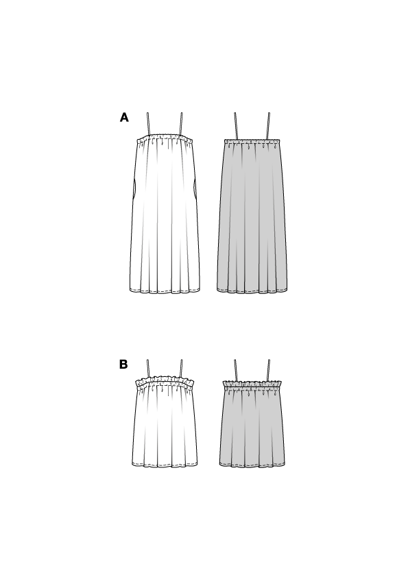 Patron Burda n°5721 - Robe et top à encolure smockée
