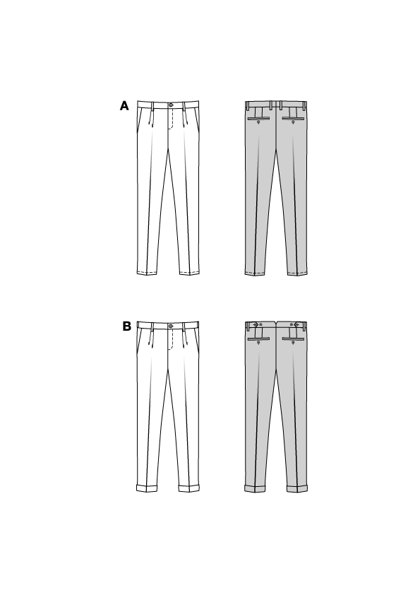 Patron Burda n°5722 - Pantalon à double pinces pour homme