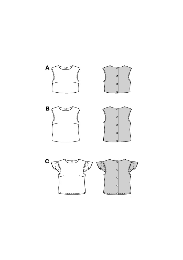 Patron Burda n°5727 - Hauts féminins à décliner