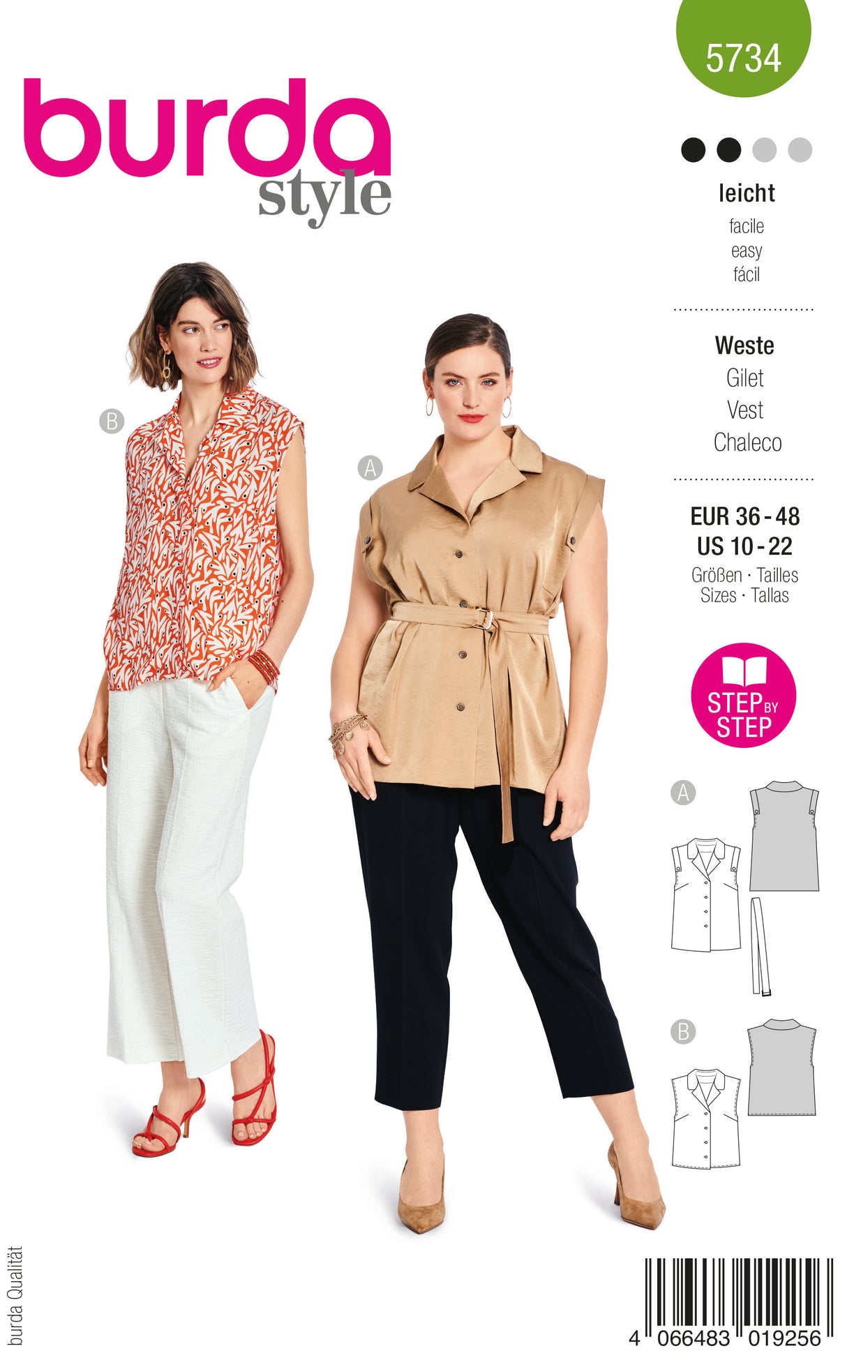 Patron Burda n°5734 – Gilet sans manches