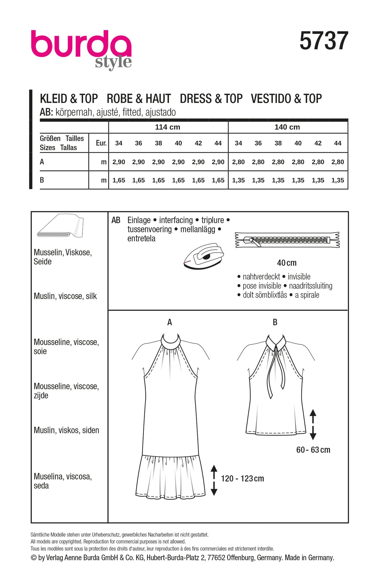 Patron Burda n°5737 – Robe longue et top noué