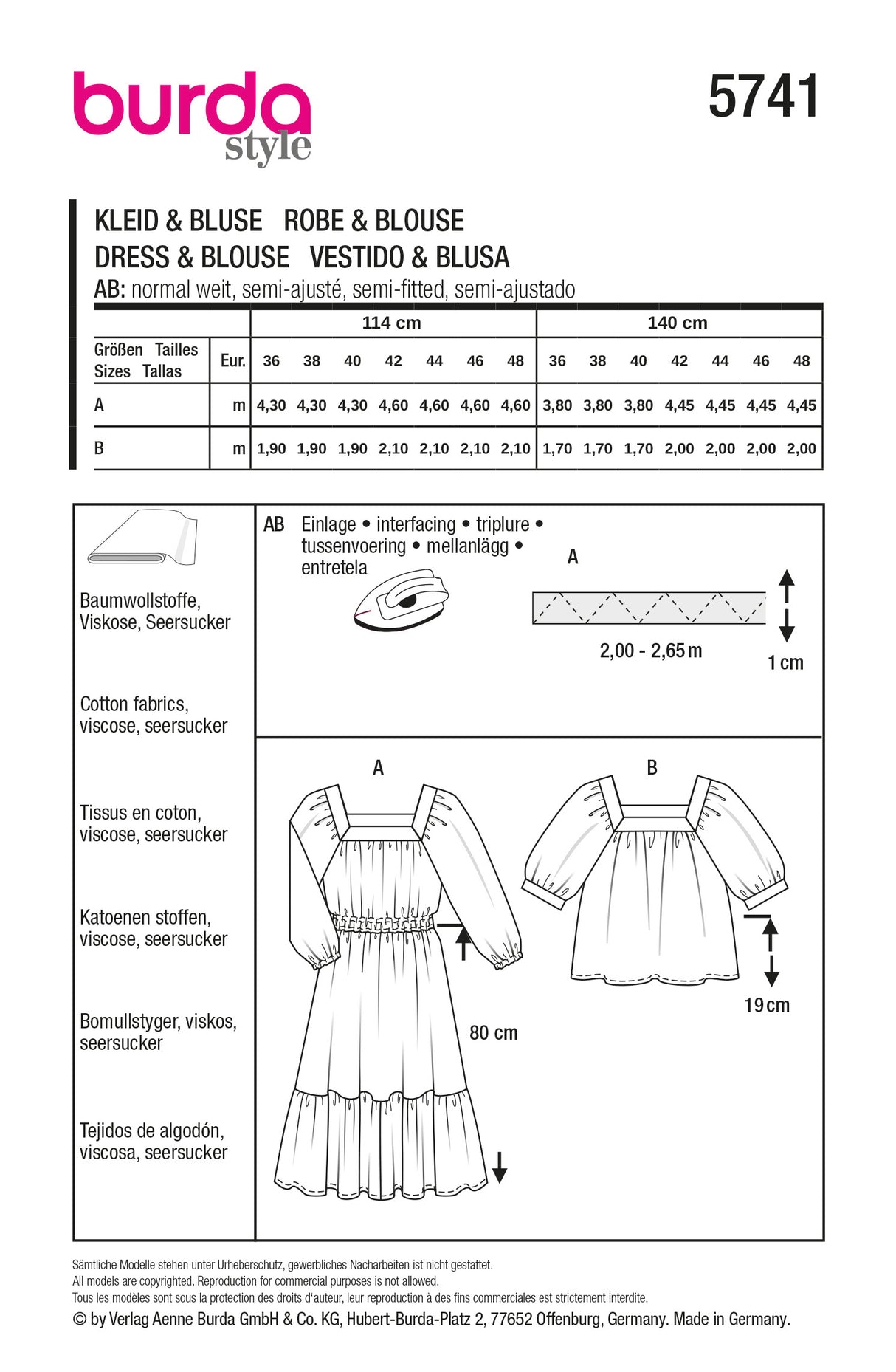 Patron Burda n°5741 – Robe et blouse à manches bouffantes