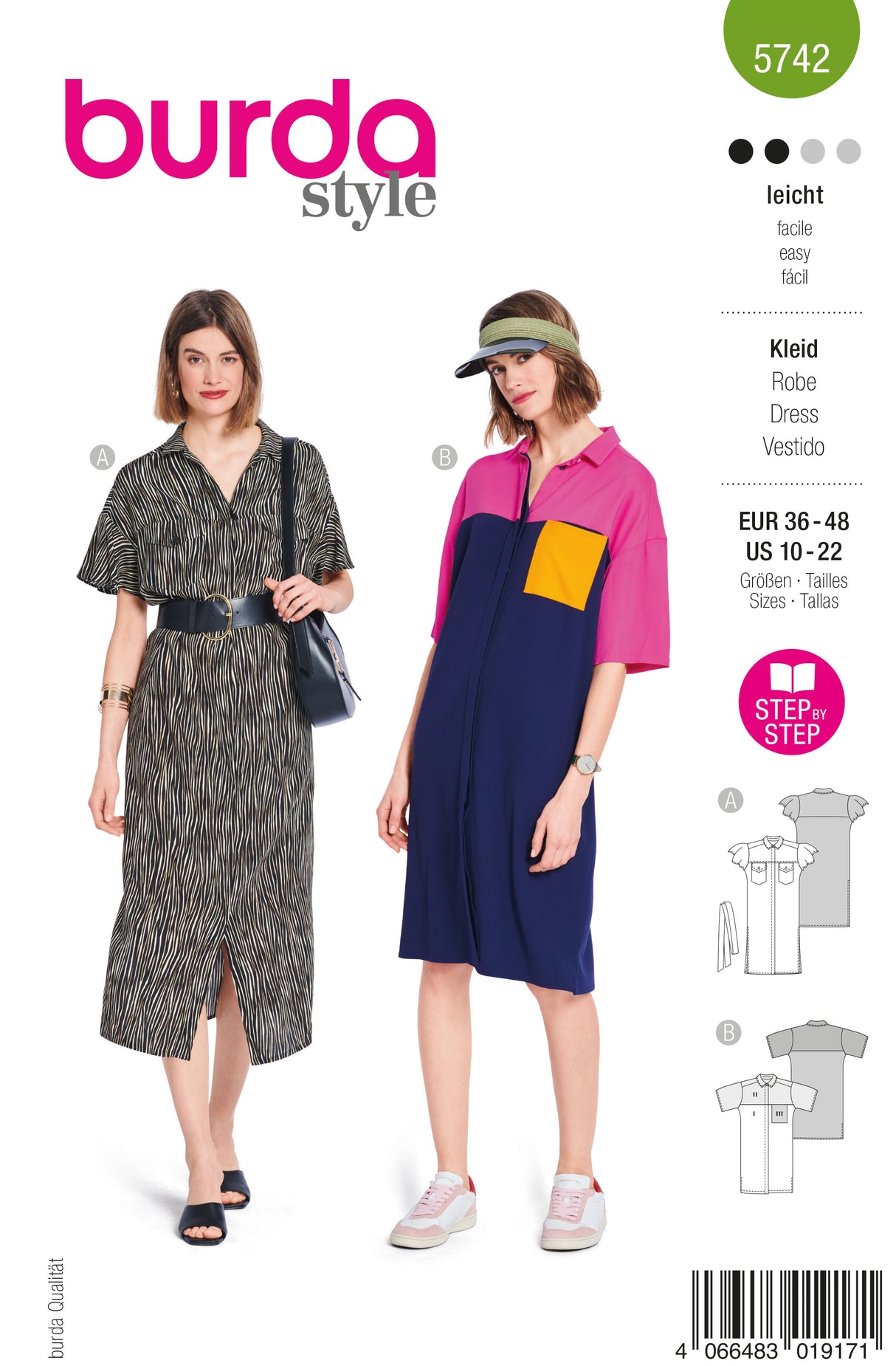 Patron Burda n°5742 – Robe chemise structurée
