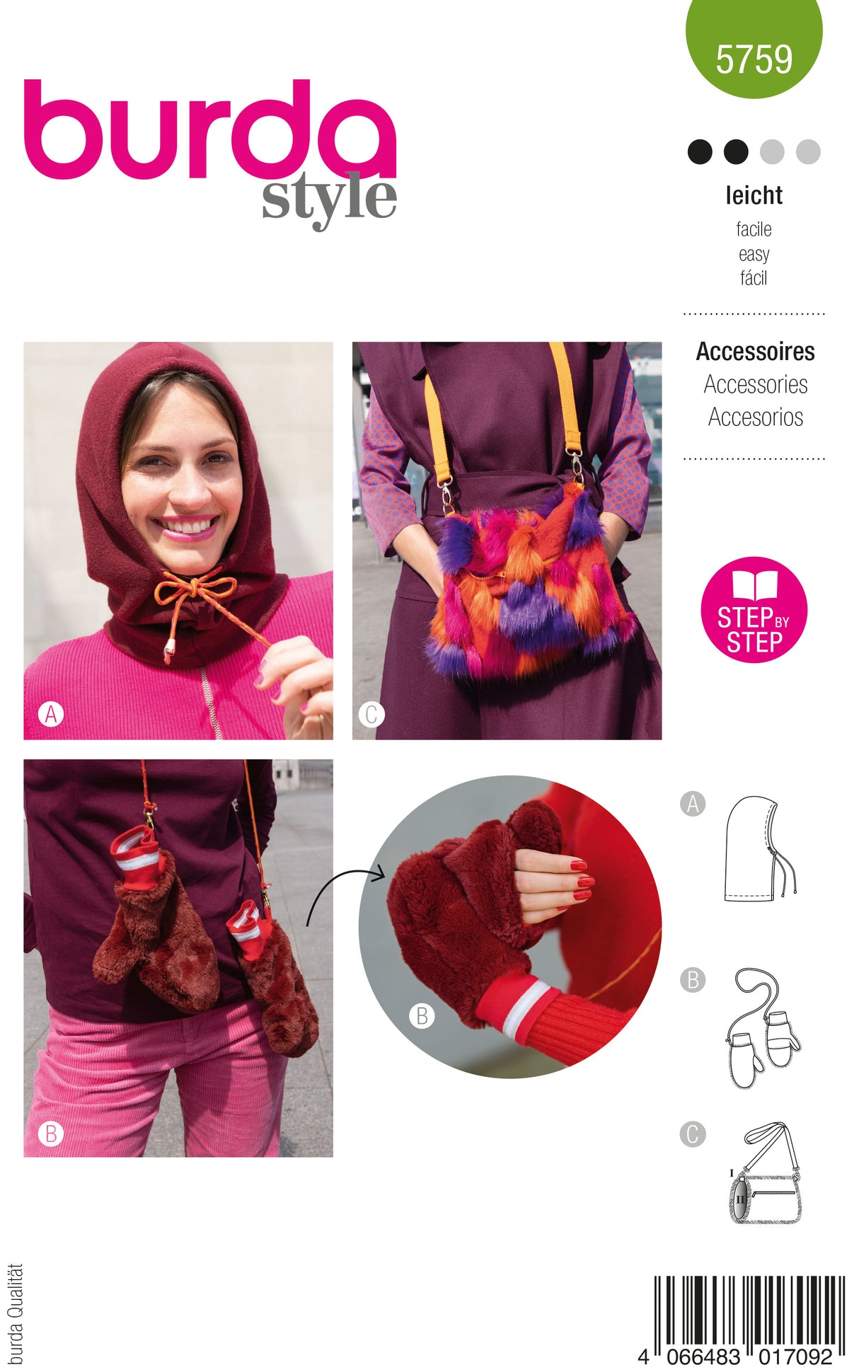 Patron Burda n°5759 – Accessoires d'Hiver Élégants