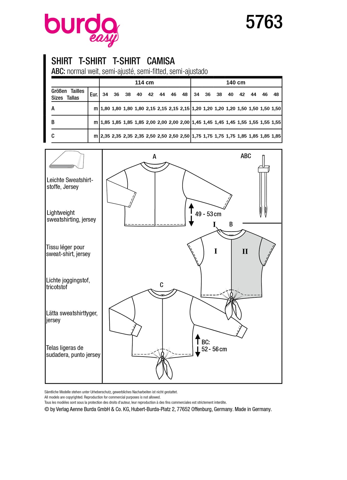 Patron Burda n°5763 – T-shirts Femme Modernes et Polyvalents