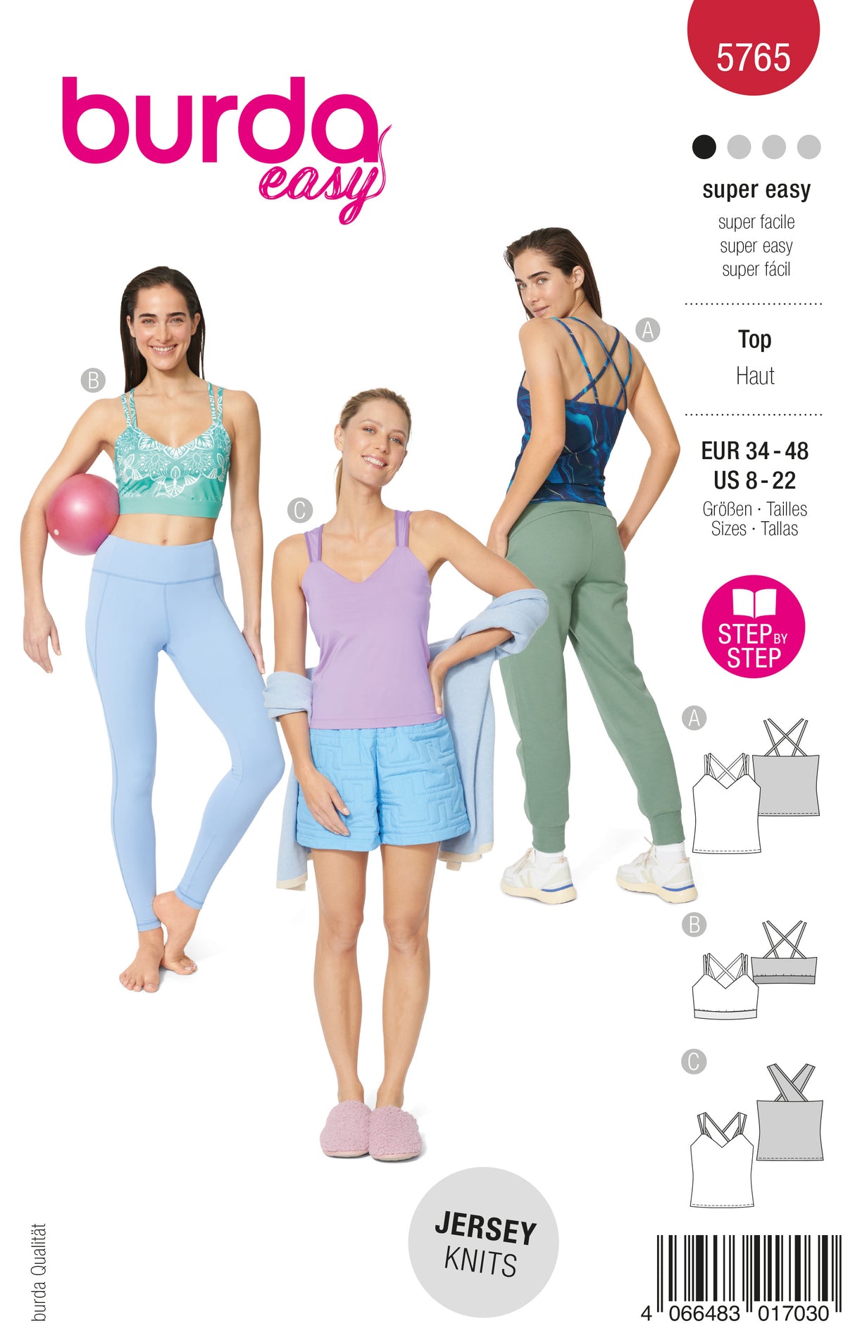 Patron Burda n°5765 – Tops Sportifs pour Femme