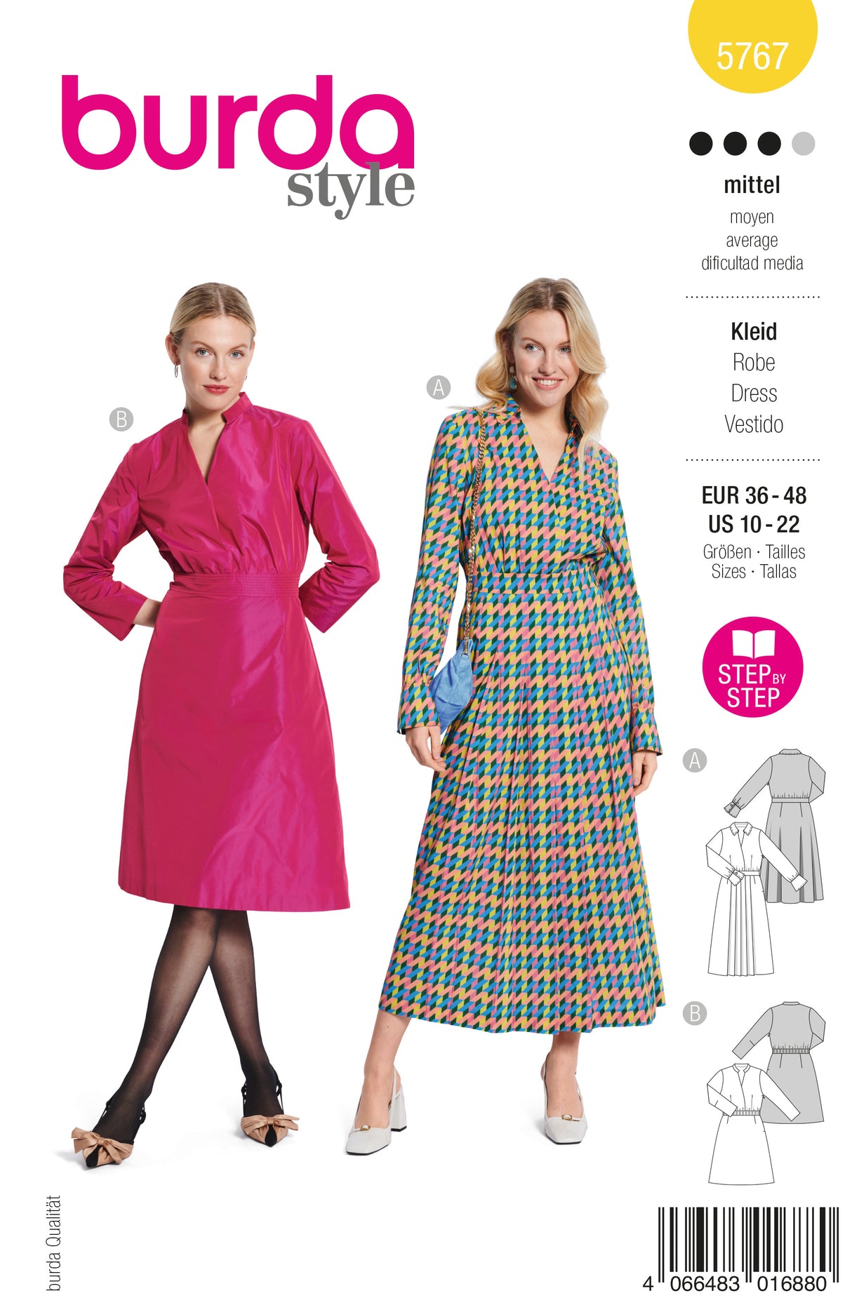 Patron Burda n°5767 – Robe Longue à Col Dégagé