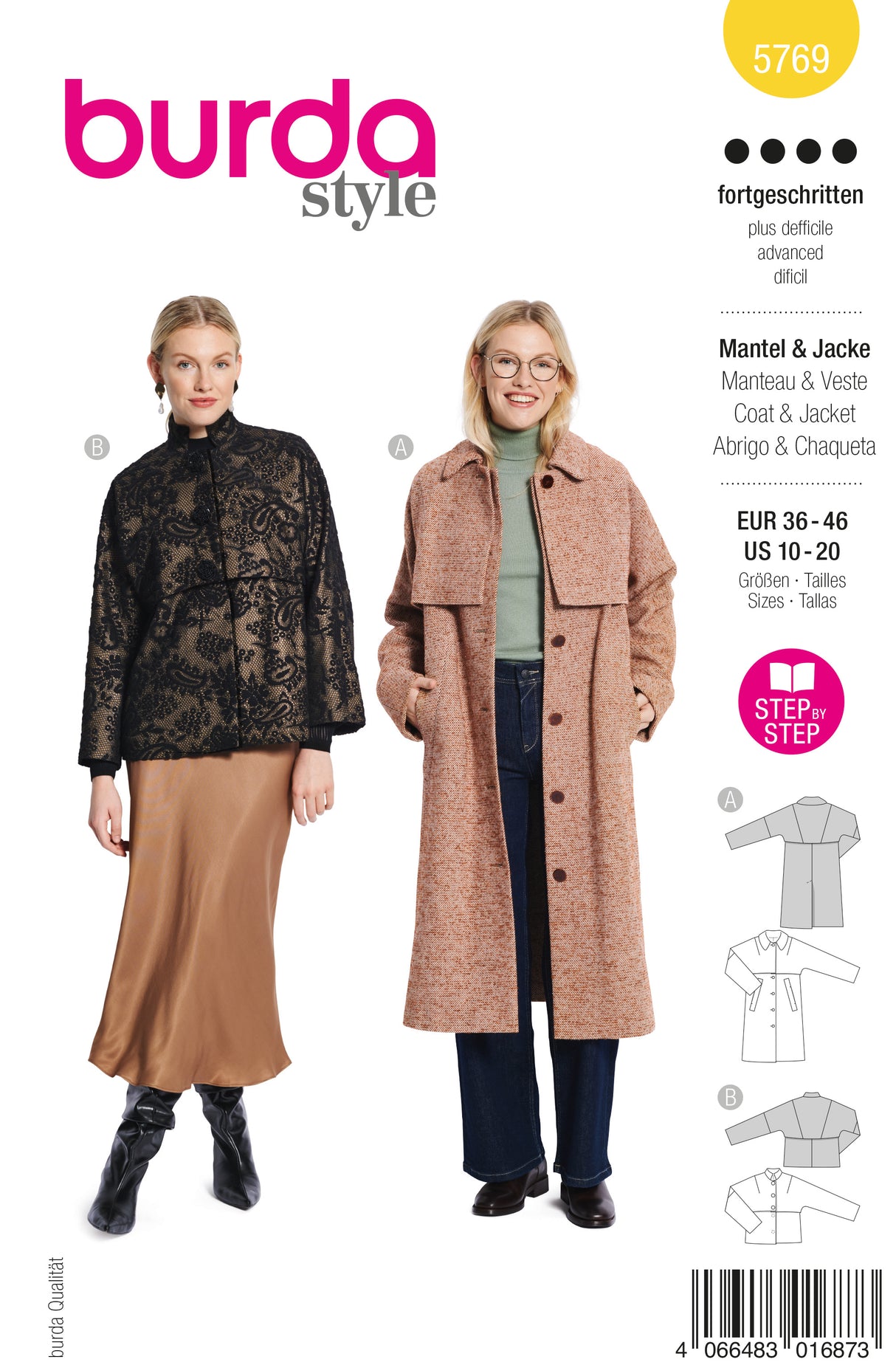 Patron Burda n°5769 – Cape Élégante Façon Trench-Coat
