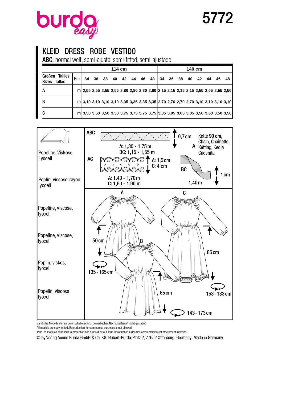 Patron Burda n°5772 – Robe Féminine Élégante