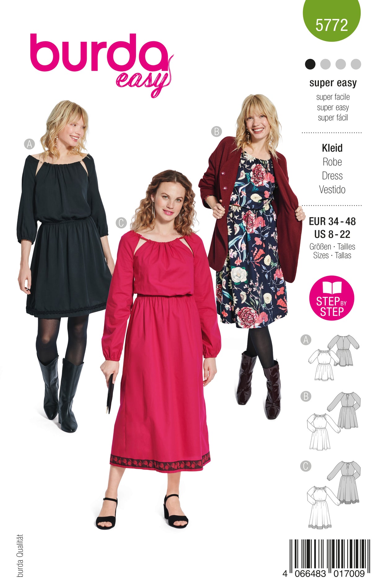 Patron Burda n°5772 – Robe Féminine Élégante
