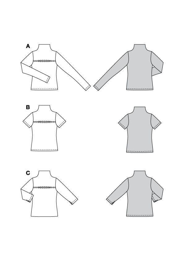 Patron Burda n°5774 – T-shirt à Col Cheminée et Détail Découpé
