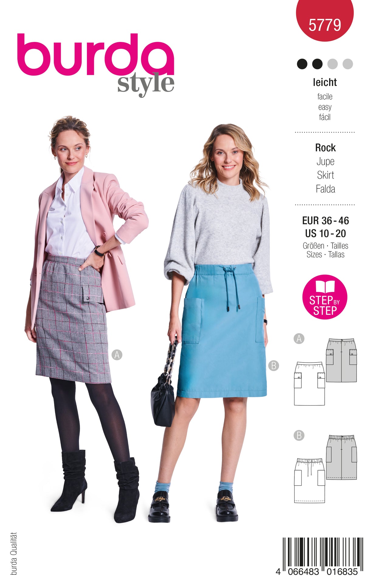 Patron Burda n°5779 – Jupe Crayon Moderne avec Poches Cargo