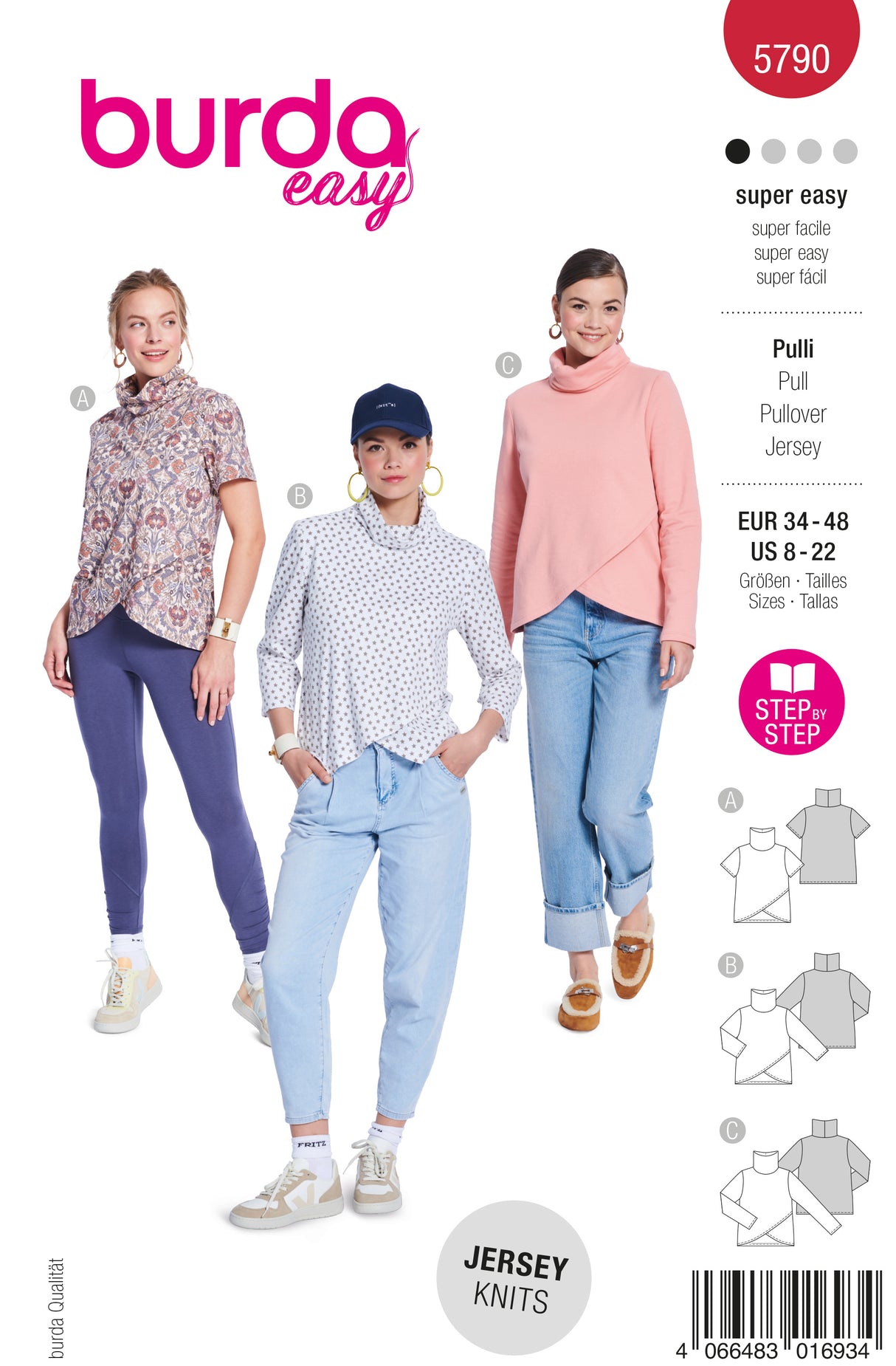 Patron Burda n°5790 - Hauts Féminins Élégants