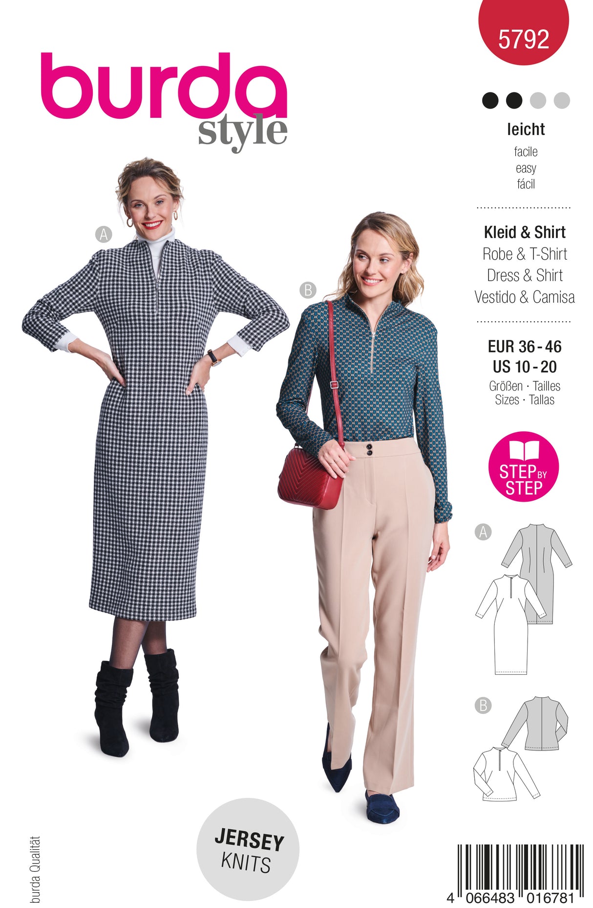 Patron Burda n°5792 - Robe et T-shirt Féminins