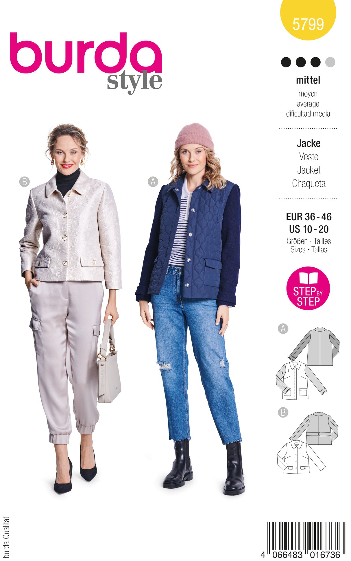 Patron Burda n°5799 - Veste Féminine