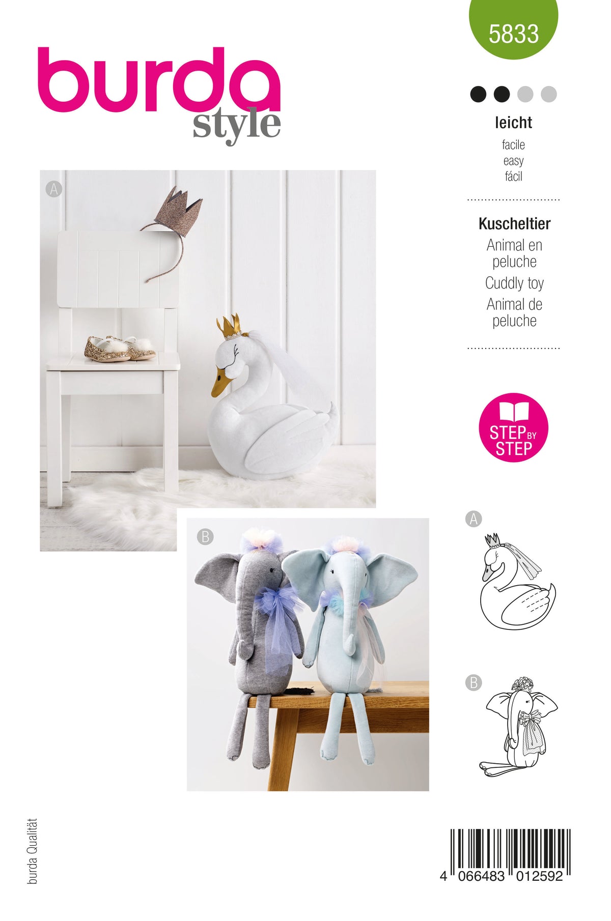 Patron Burda n°5833 - Animaux en peluche