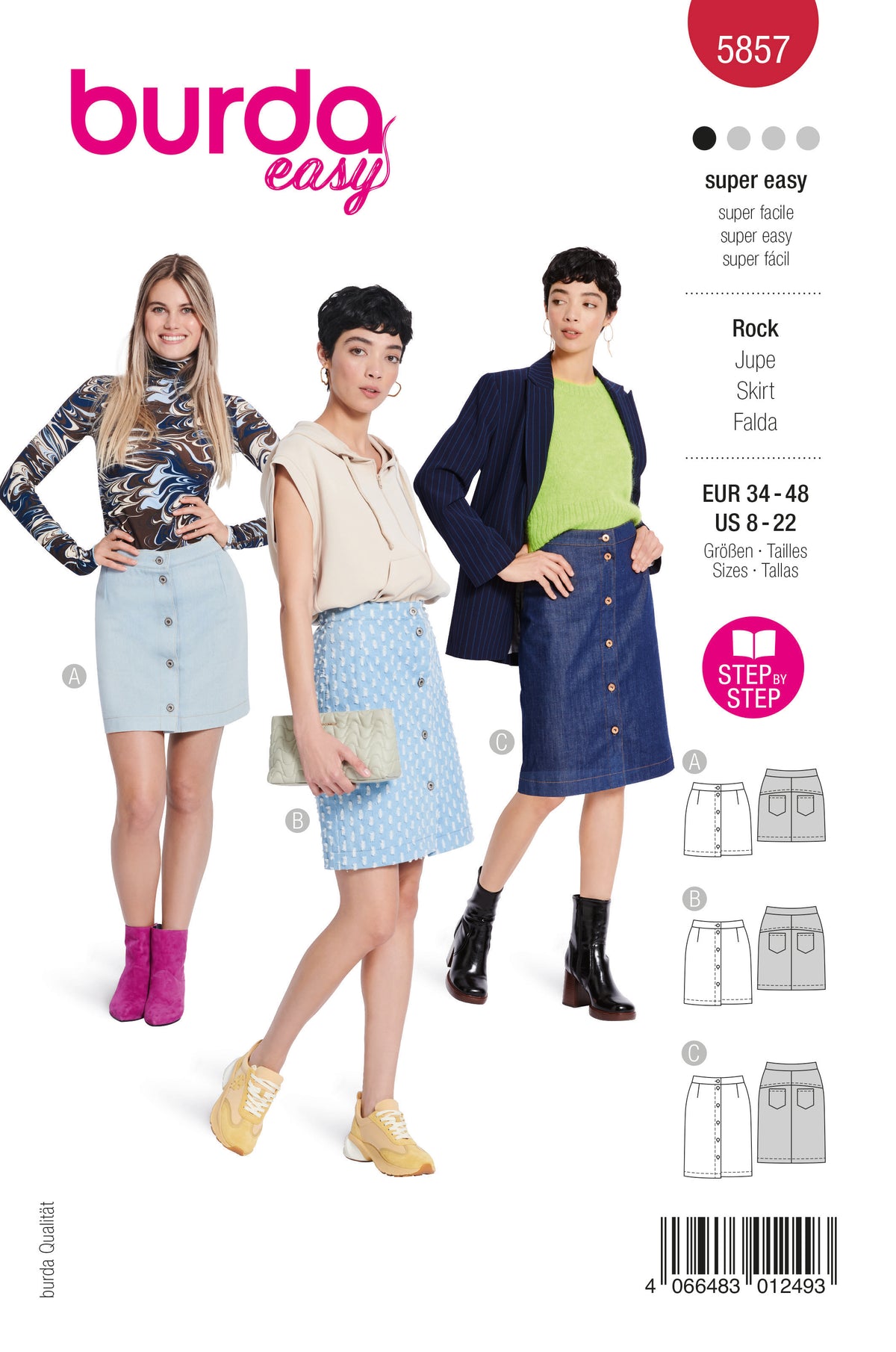 Patron Burda n°5857 - Jupe