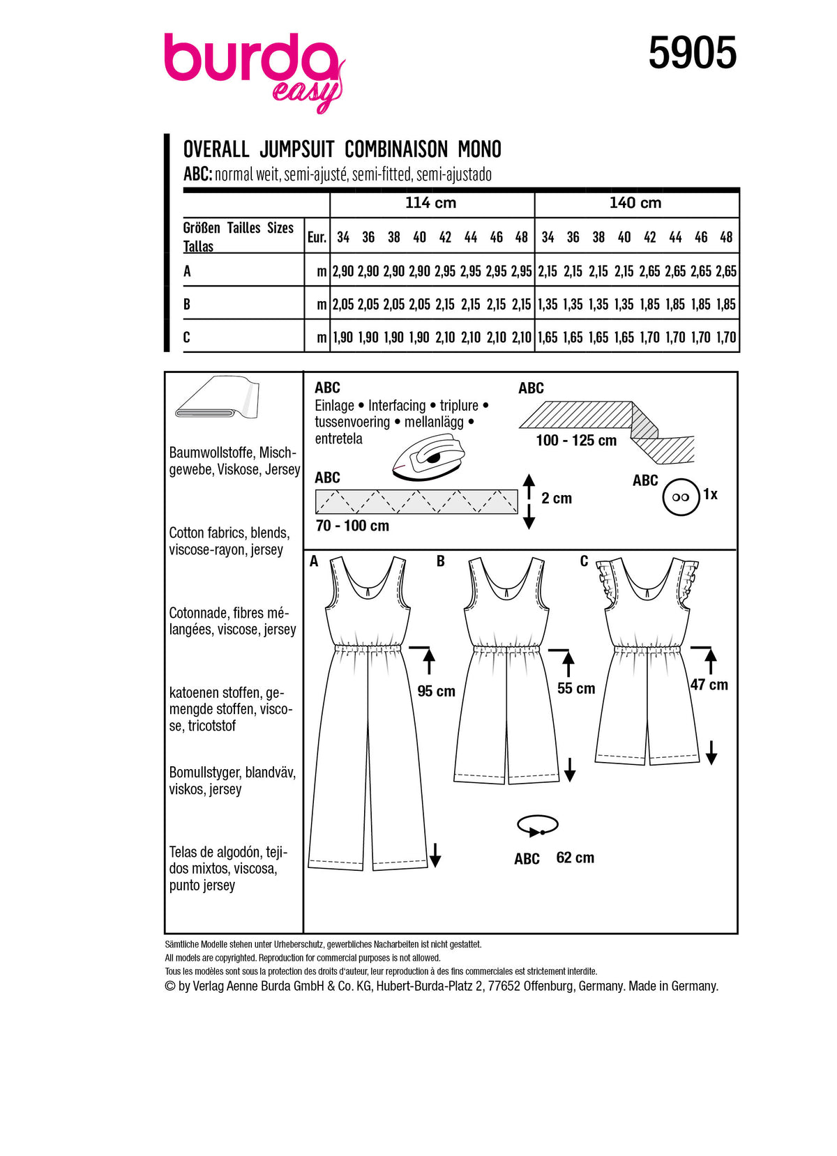 Patron Burda n°5905 - Combinaison – Coupons Couture
