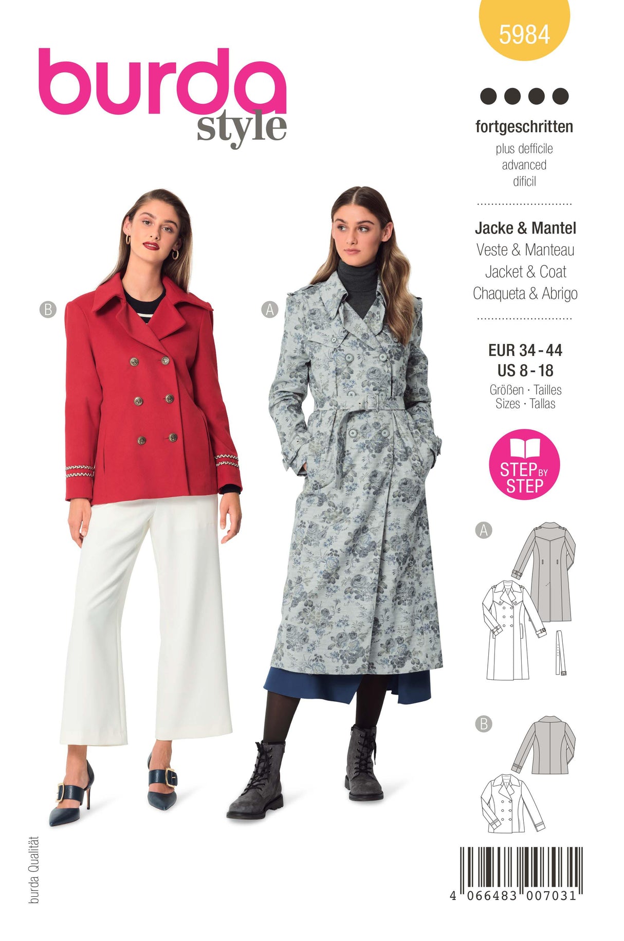Patron Burda n°5984 - Veste caban et trench-coat
