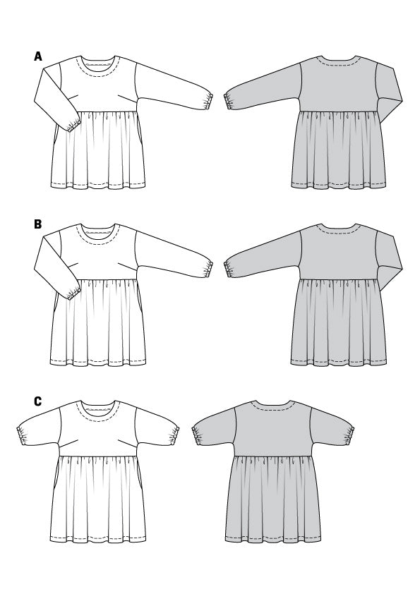 Patron Burda n°6055 – Robe à jupe froncée