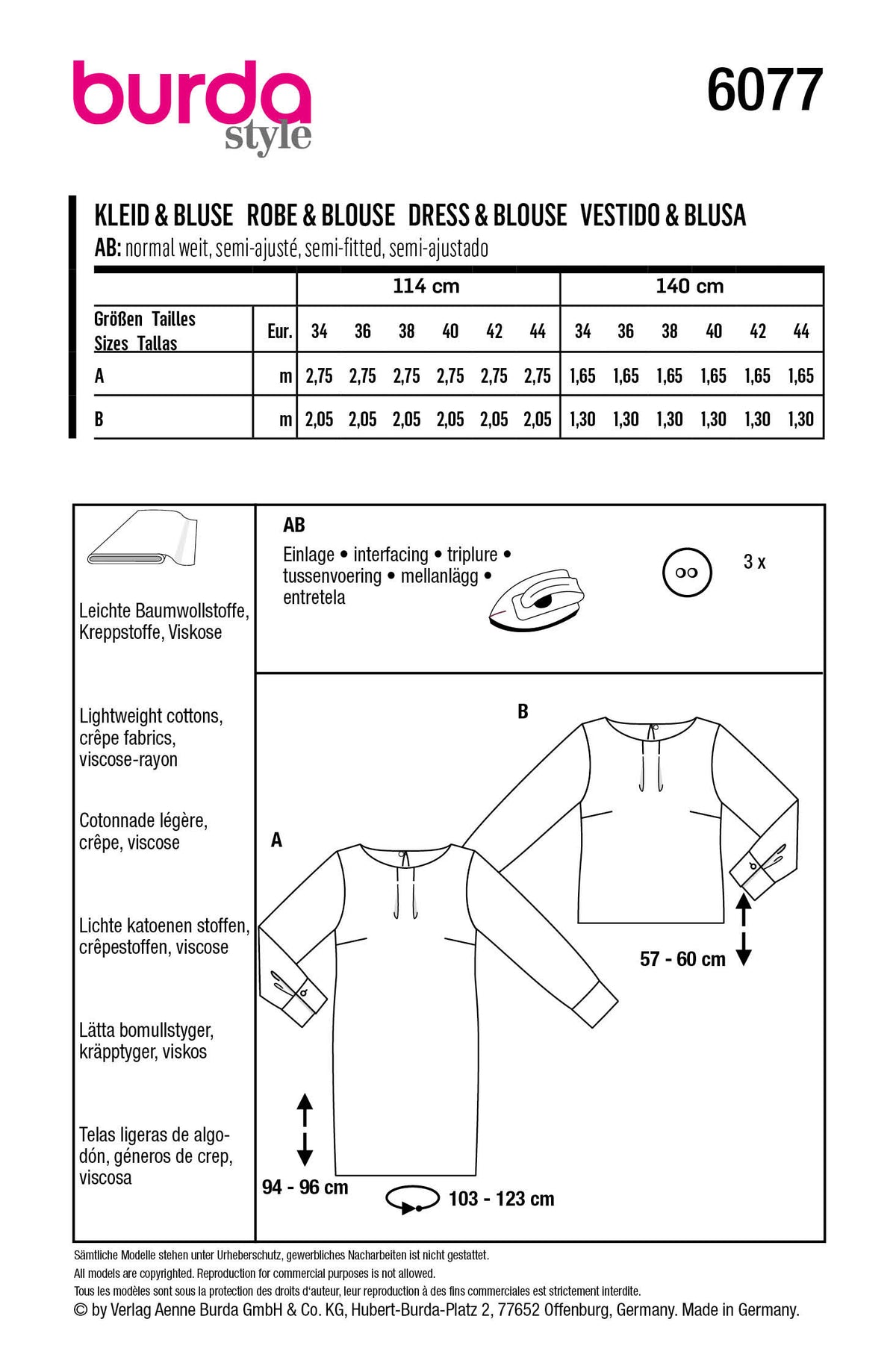 Patron Burda n°6077 – Veste structurée avec col officier