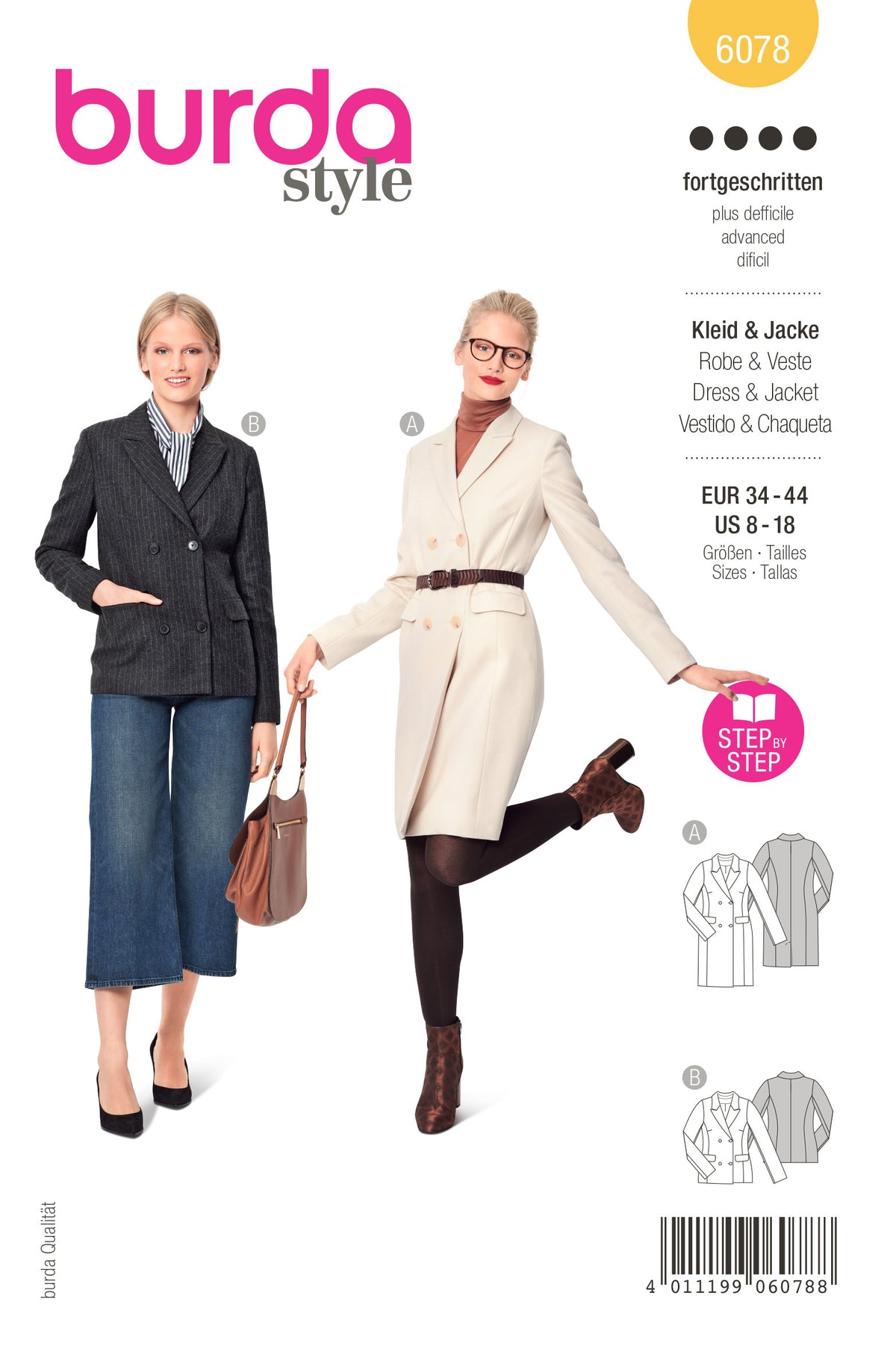 Patron Burda n°6078 – Robe blazer et veste croisée avec revers