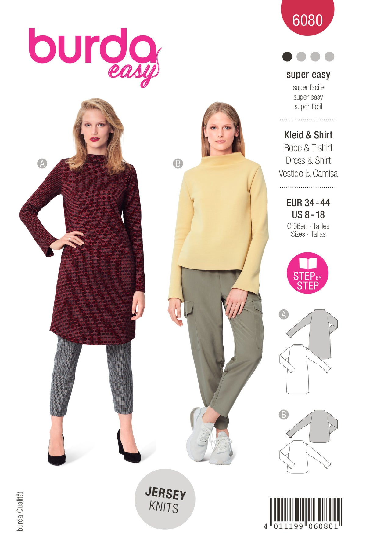 Patron Burda n°6080 – Robe et t-shirt avec col intégré