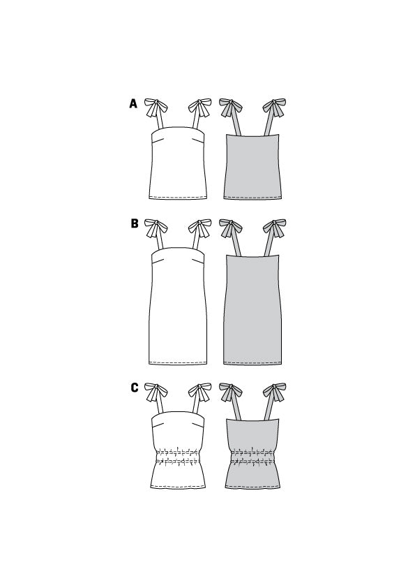 Patron Burda n°6121 – Top et robe à bretelles nouées