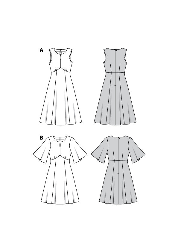 Patron Burda n°6133 – Robe féminine à jupe évasée