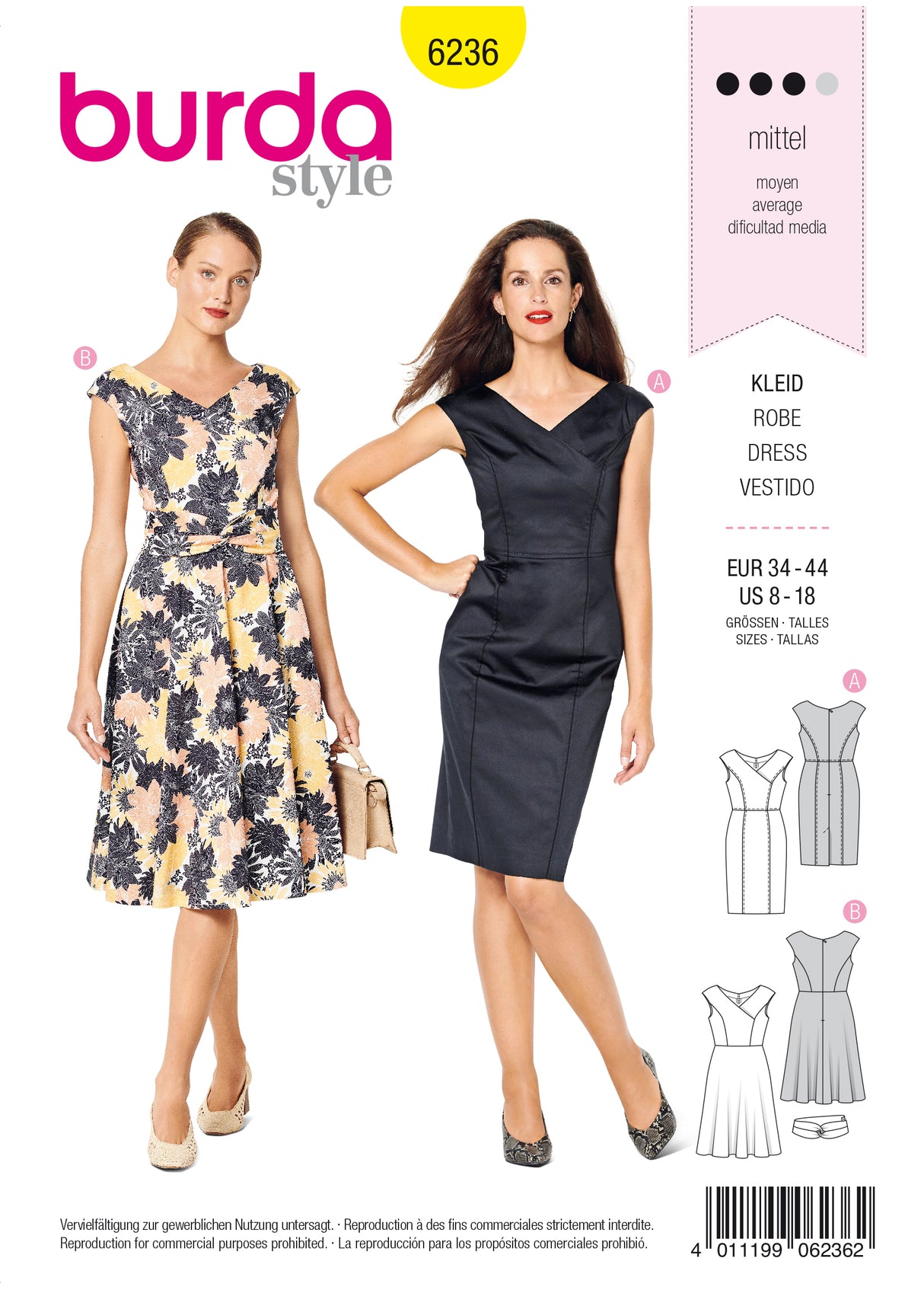Patron Burda n°6236 – Robe crayon à effet croisé