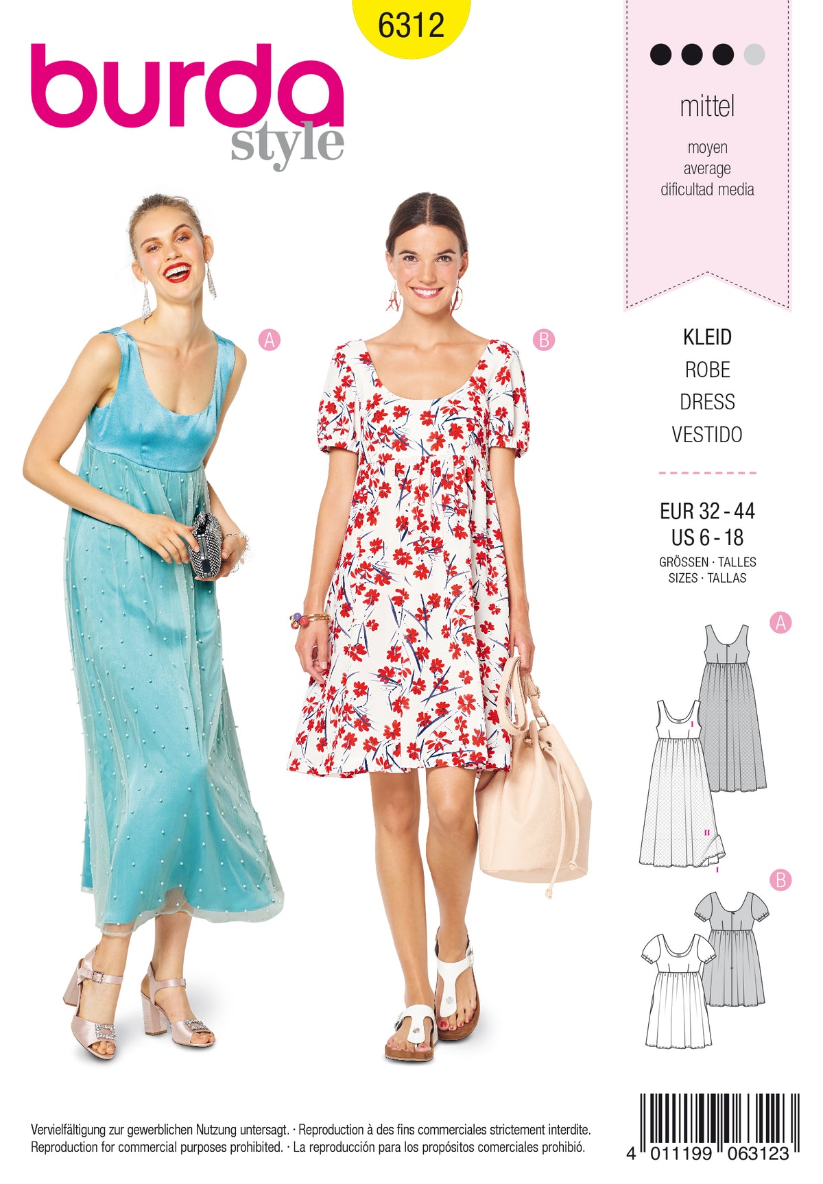 Patron Burda n°6312 – Robe pour femme