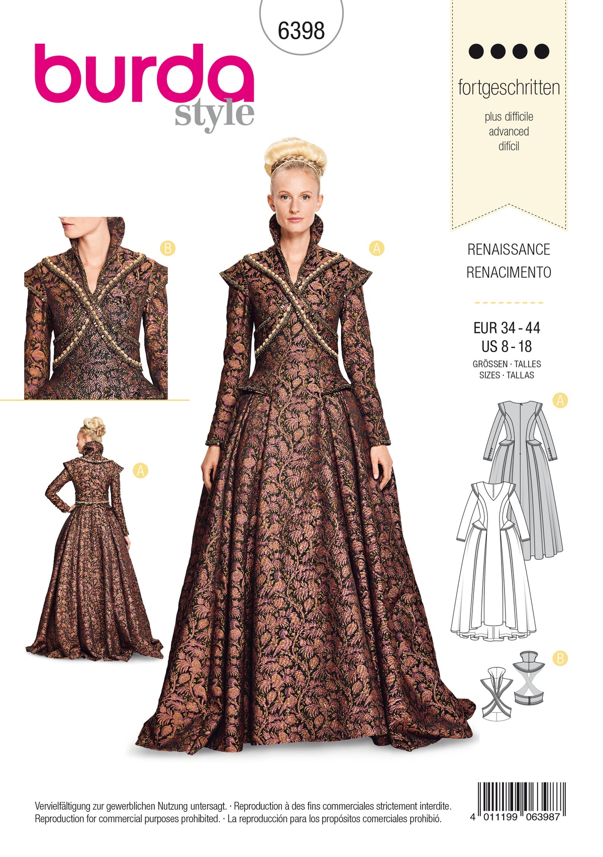 Patron Burda n°6398 – Robe Renaissance – Coupons Couture