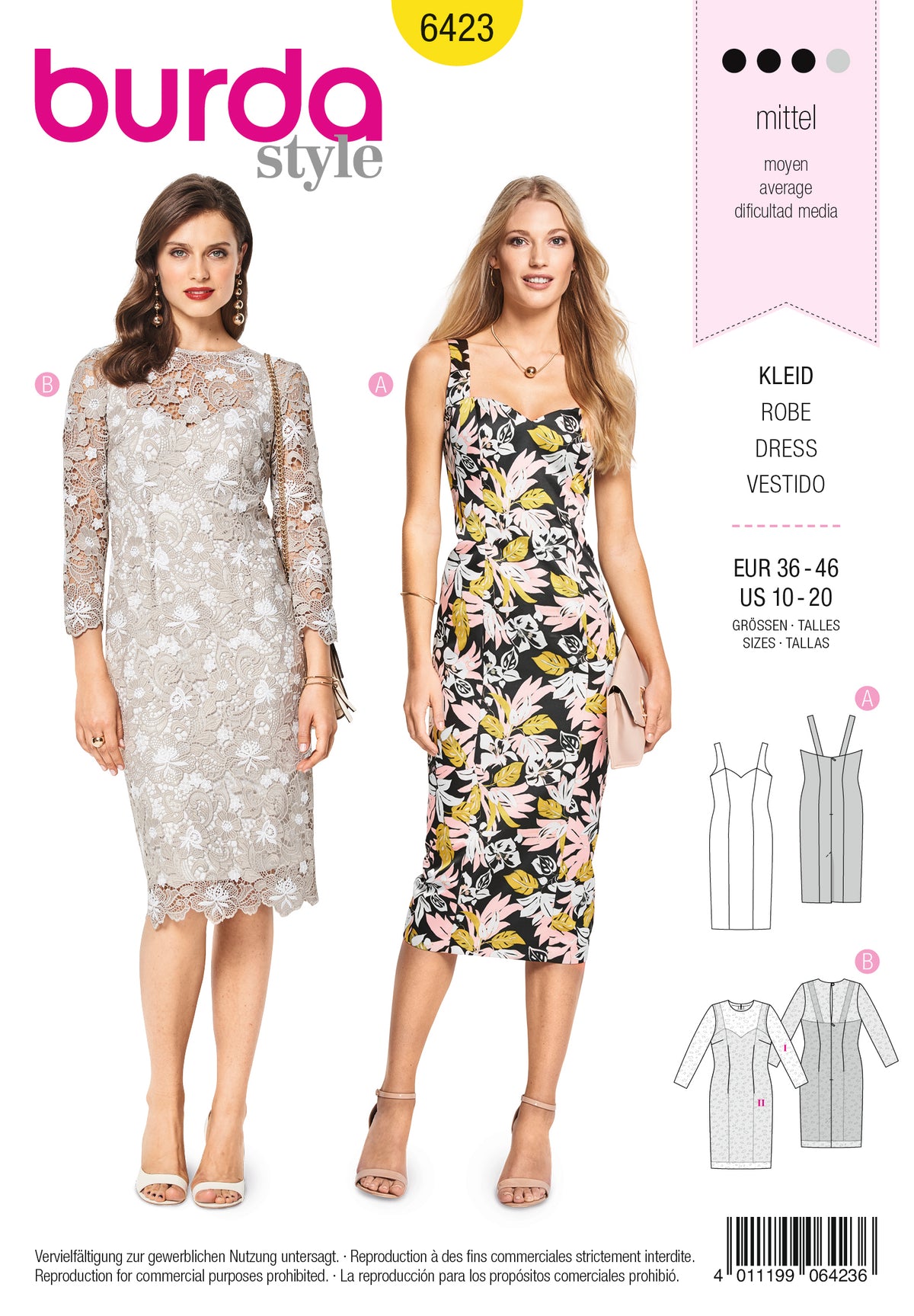 Patron Burda n°6423 – Robe à bretelles élégante