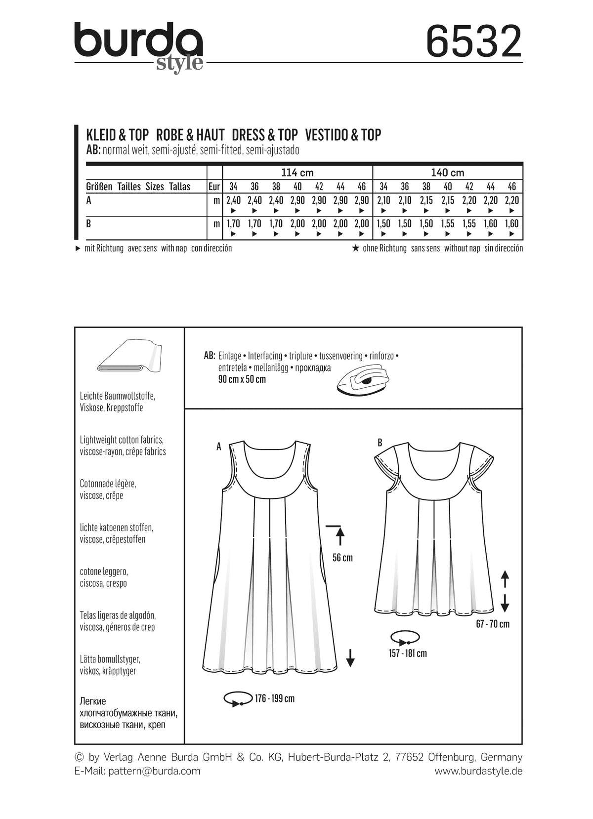 Patron Burda n°6532 – Robe et haut fluides