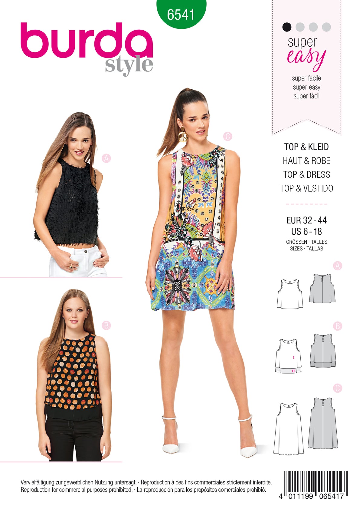 Patron Burda n°6541 – Top et robe sans manches