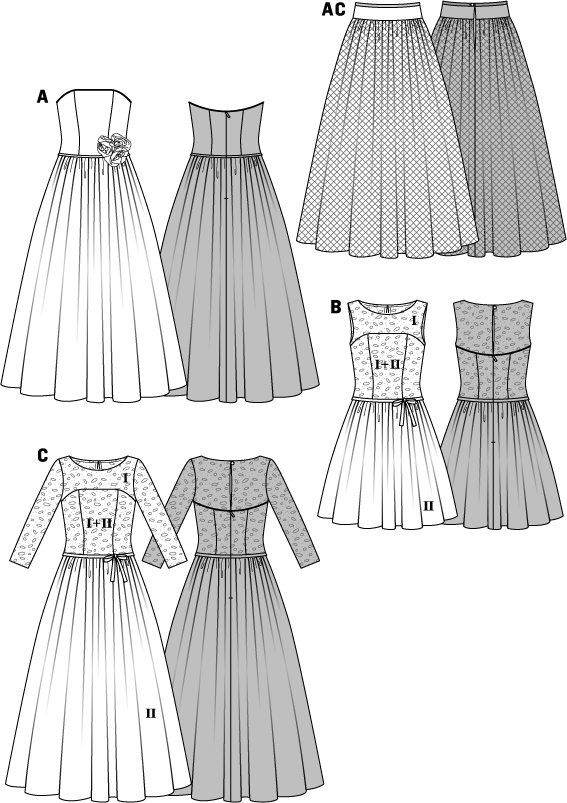 Patron Burda n°6776 - Robe de mariée et robe de soirée